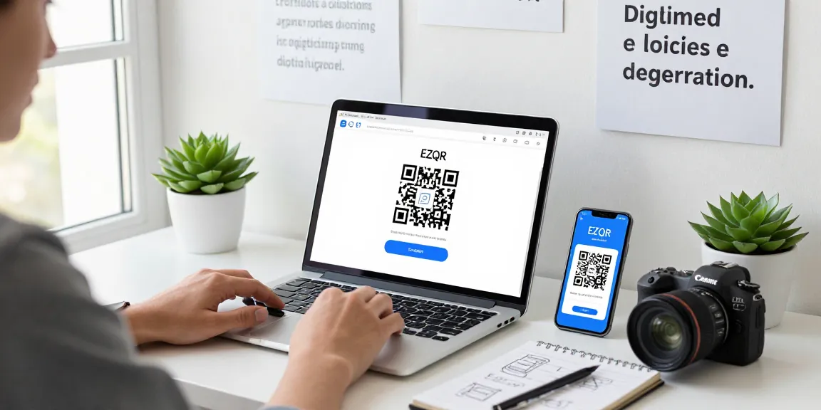 Creating a QR Code Generator Online using EZQR in a modern workspace environment.